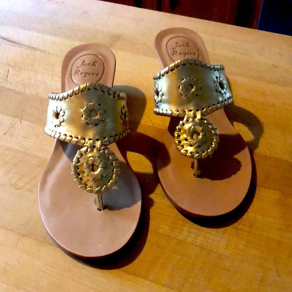 Jack Rogers Gold Wedge 6 New